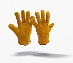 Перчатки рабочие спилковые оранжевые утепленные манжет резинка