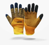 Перчатки рабочие с двойным обливом утепленные оранжевые с коричневым ЛЮКС